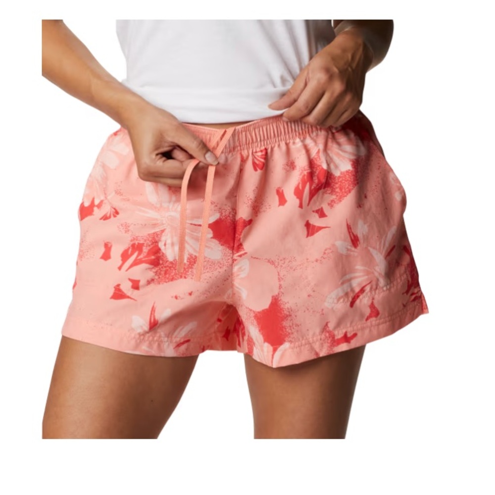 Columbia Sandy River Coral Floral Printed Shorts Size Small